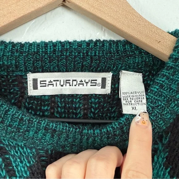 Vintage funky geometric oversized knit sweater size XL - Picture 5 of 6